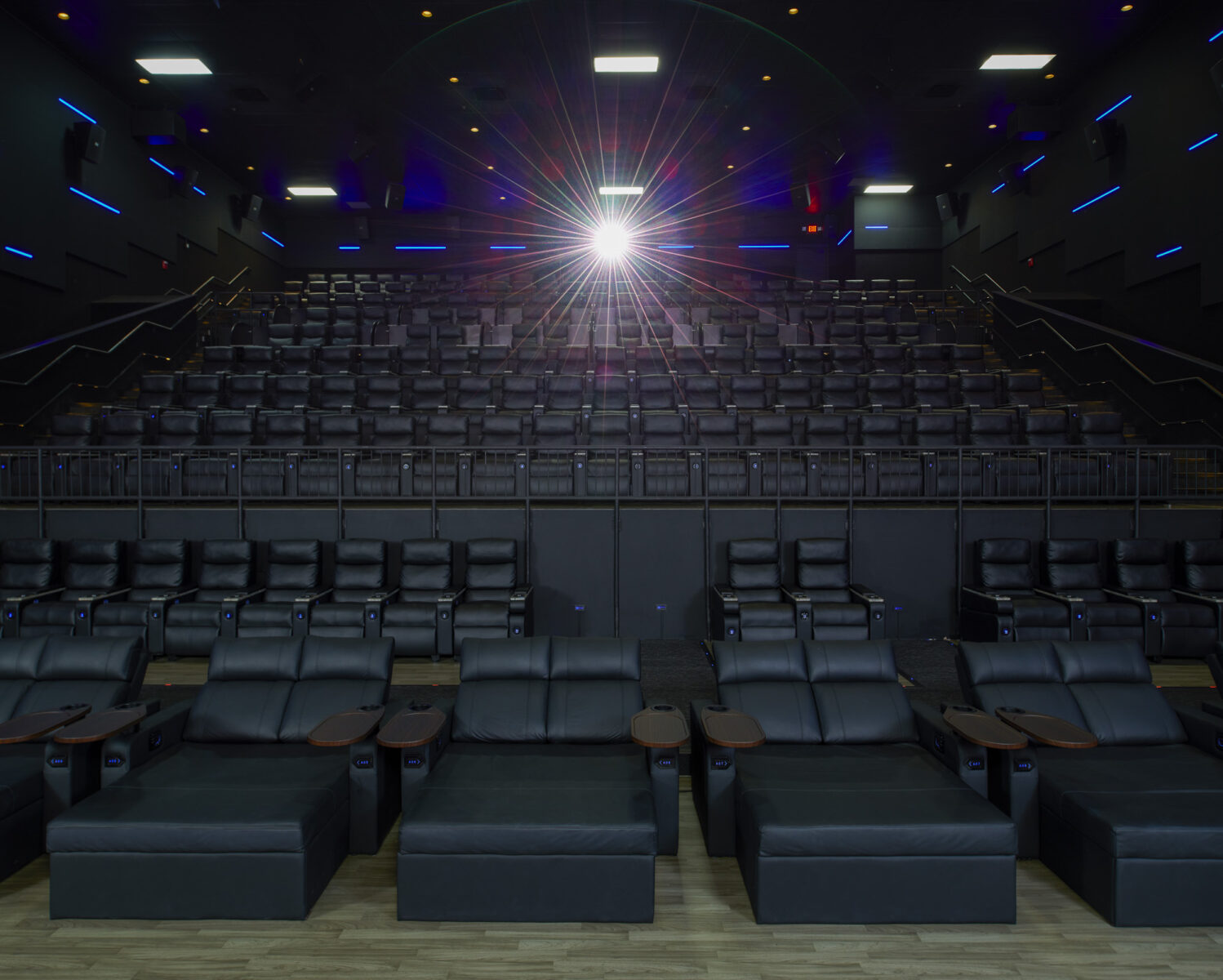 A focus on the running projector in MJR Theaters Laser Ultra at Marketplace.