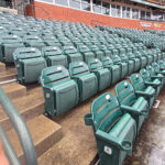 A section of club level seating at Oracle Park stadium in San Francisco