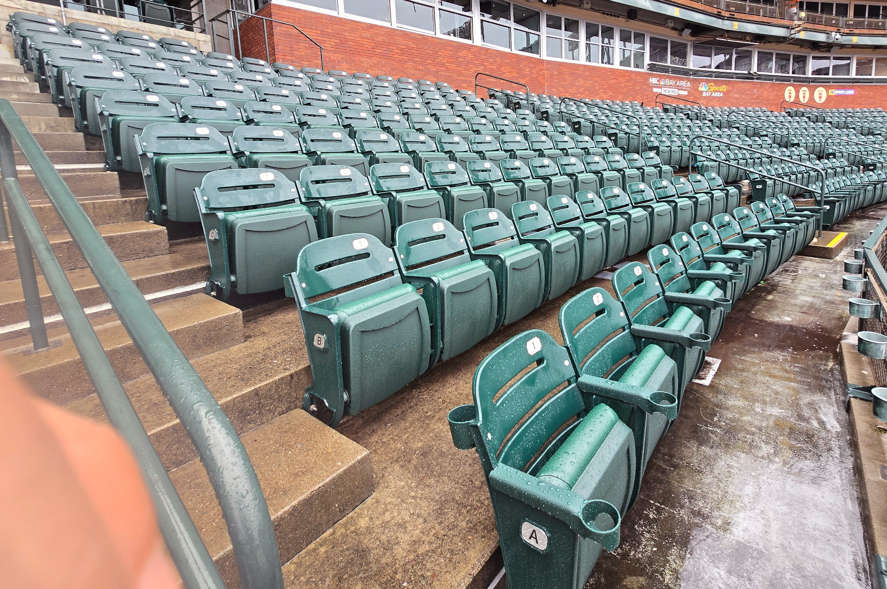A section of club level seating at Oracle Park stadium in San Francisco