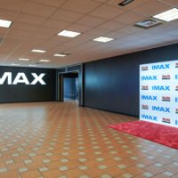 IMAX auditorium entryway at MJR Troy Cinemas in Troy, Michigan.